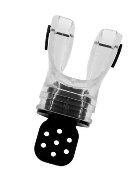 Plastic free edible silicone diving mouthpiece in multiple colours showing 110mm length.