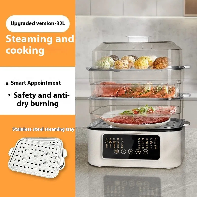 28 litre electric food steamer with stainless steel rack and 800W power rating