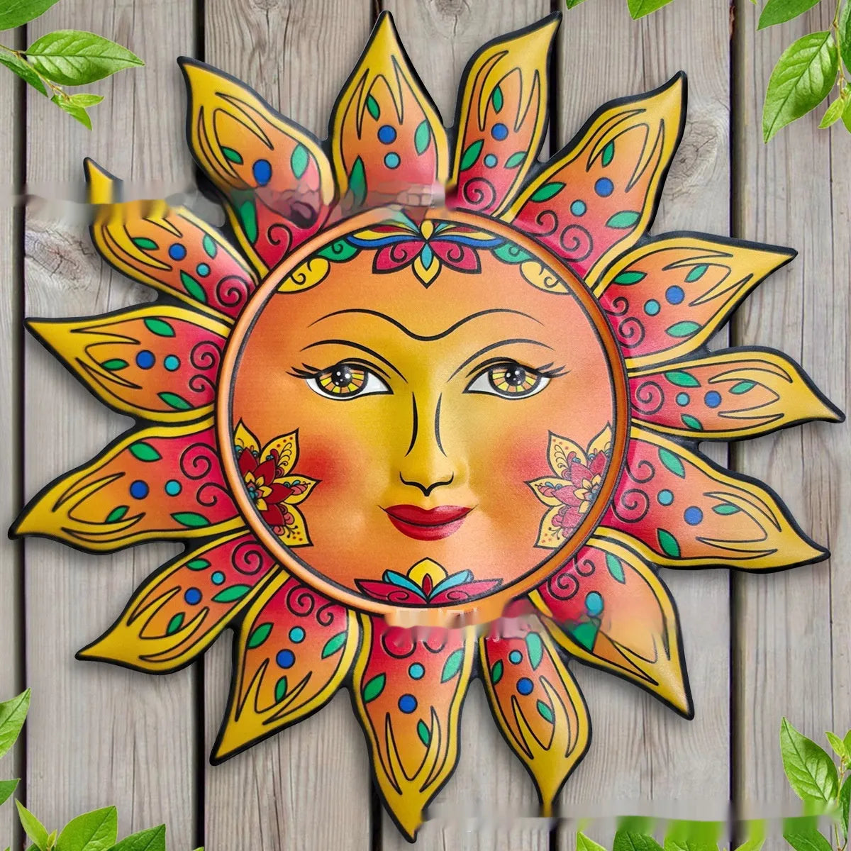 Iron sun face metal wall hanging decorative craft in a choice of colours.
