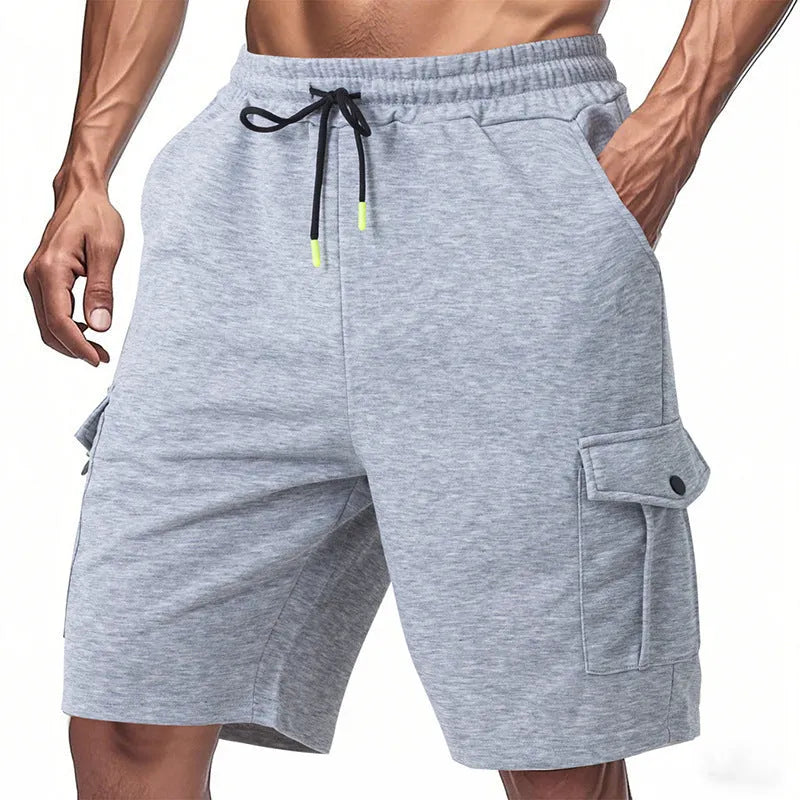 Men's loose cargo shorts with multiple pockets in terry fabric available in three colours