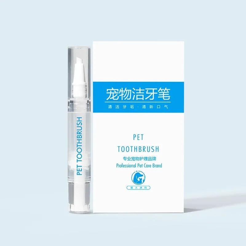 Pet toothbrush pen for dogs with rotating tail to dispense toothpaste, plastic design, single pack
