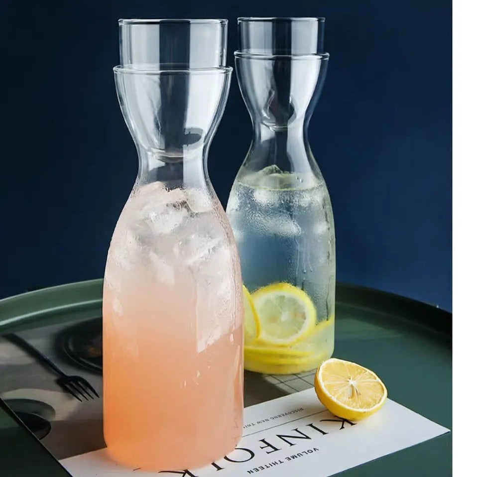 Transparent glass kettle and cup set in Nordic simple style for cold drinks