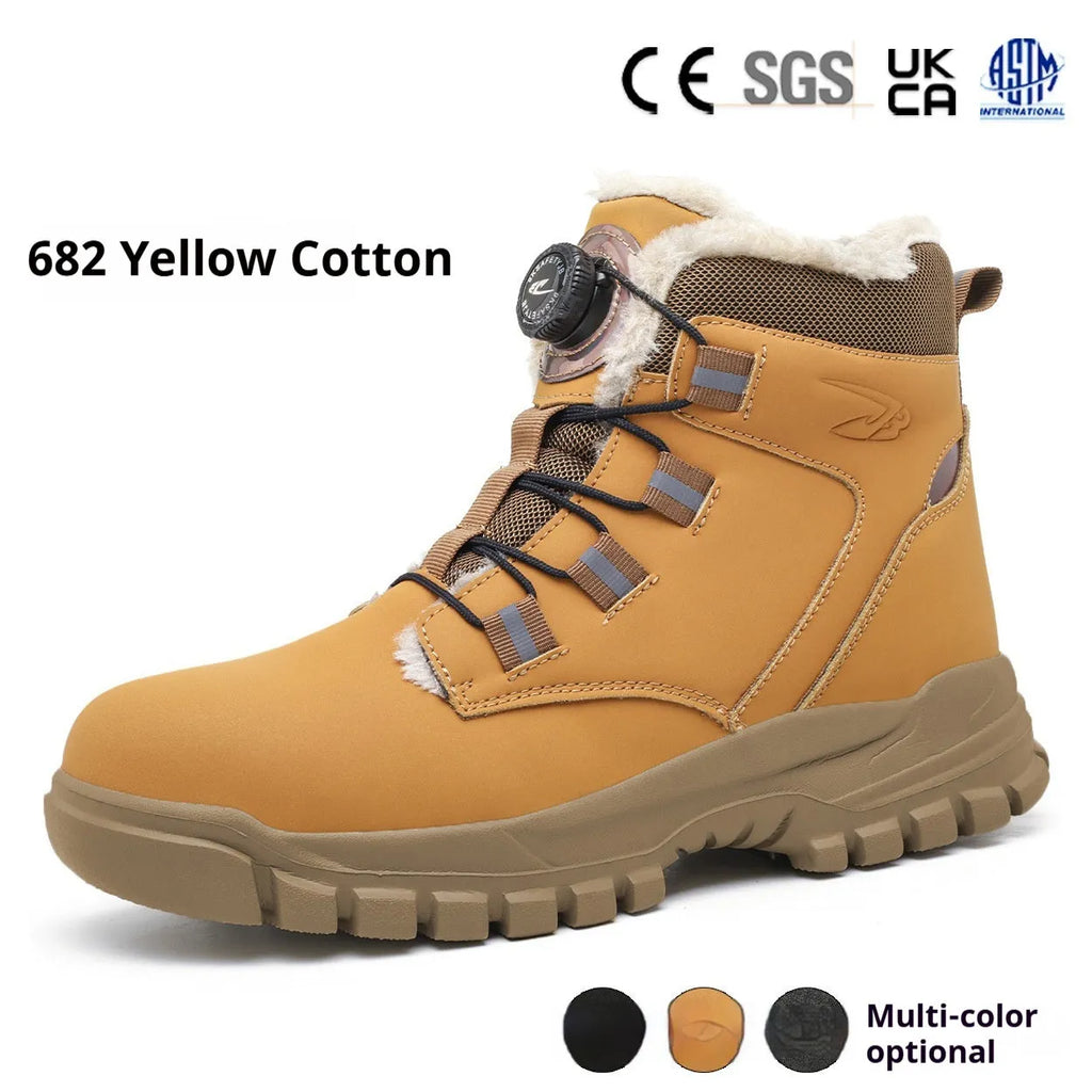 Leather safety work shoes with steel toe cap in black, yellow and grey colour options