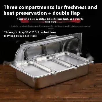 Stainless steel commercial dining plate display box with lid in multiple grid configurations