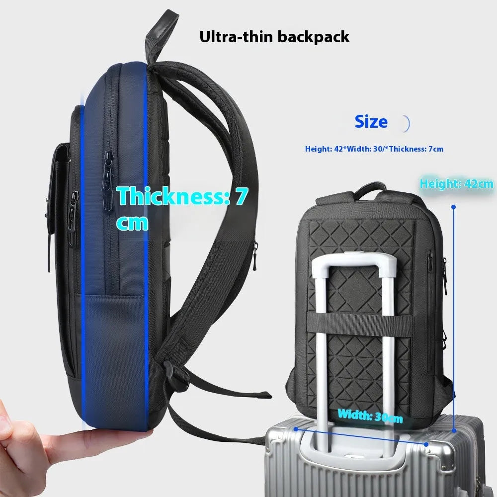 Black Oxford cloth backpack with urban simplicity design for business commuting