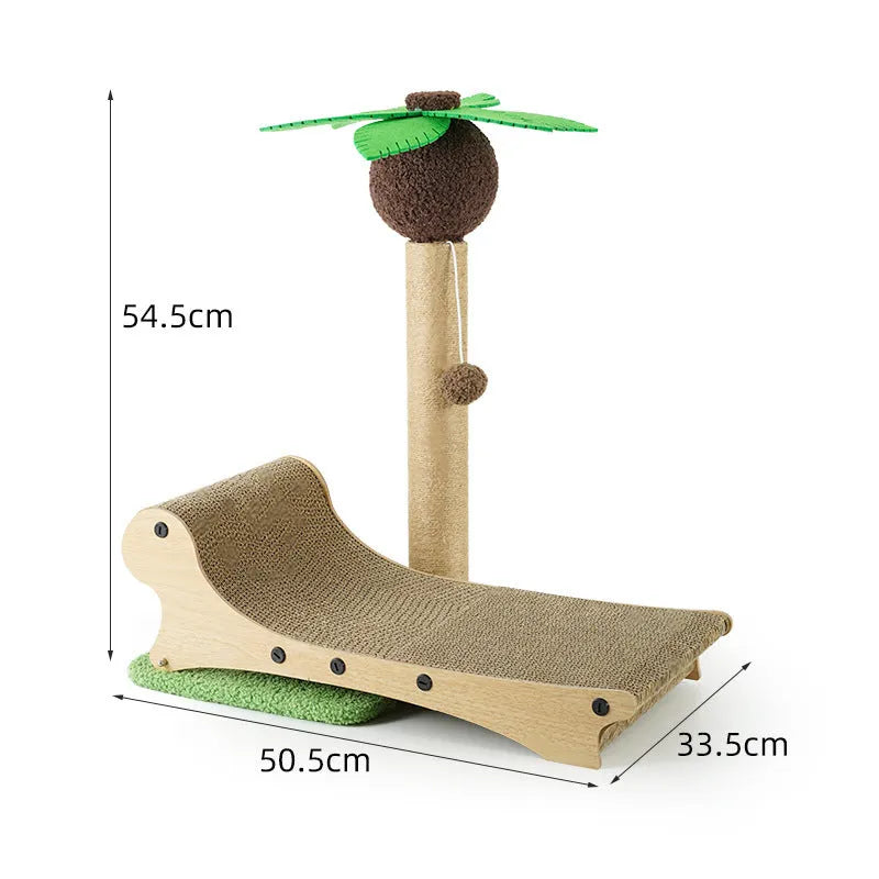 Wooden beach chair design cat climbing frame with hemp scratch board and chamfered columns