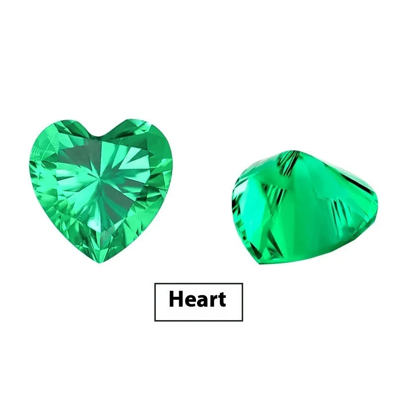 Cultivated emerald gemstone in Columbia green treasure colour showing round and rectangular shape options