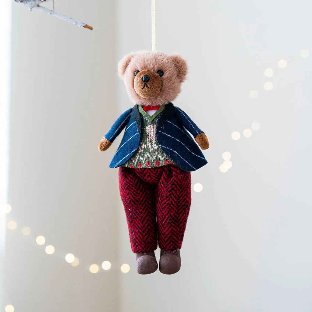 Cotton suit plaid cartoon plush bear doll in gentleman or princess bear style