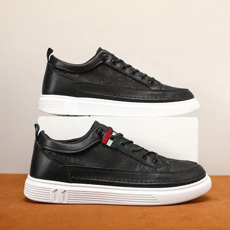 Men's casual bandage-style sneakers in high-top design with round toe and PVC sole
