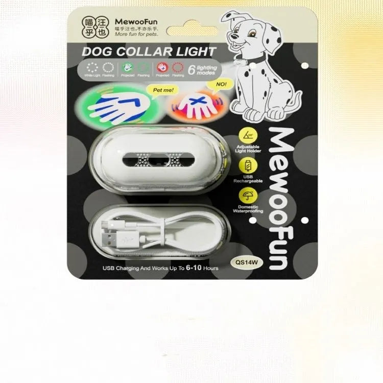 Pet luminous collar with hanging lamp ring in four colour options: fresh pink, delicate grey, cure green, caramel mocha