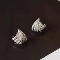 Women's geometric line design earrings with electroplated platinum finish