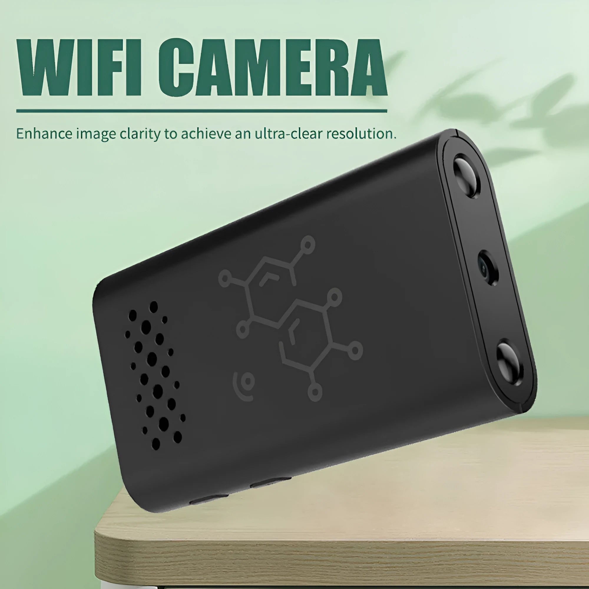 Black smart security camera baby monitor with WiFi connectivity for indoor home use