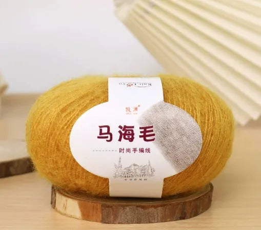 Mohair wool ball for DIY scarf knitting kit with Inverness thread in multiple colour options