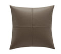 Solid colour soft cowhide leather pillow cover in Nordic style on a grey sofa.