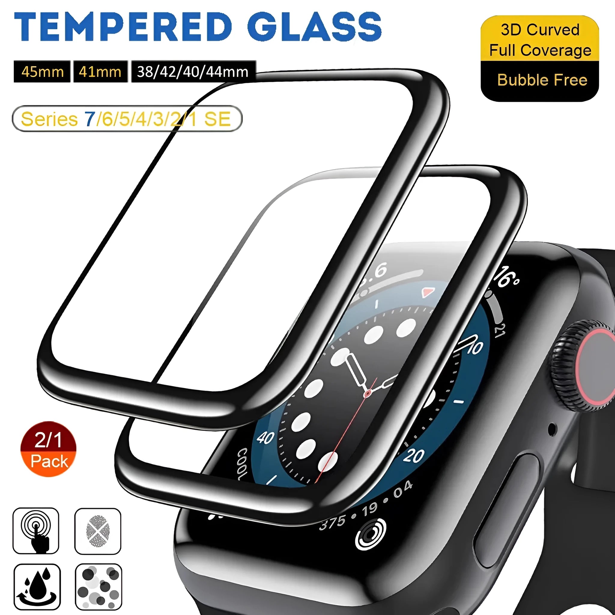 PMMA curved screen protective film for Apple Watch, transparent black colour