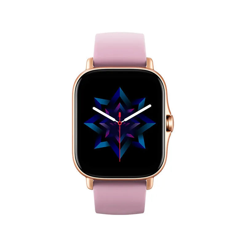 GT20 smart watch with alloy case and black silicone strap showing heart rate monitoring on screen