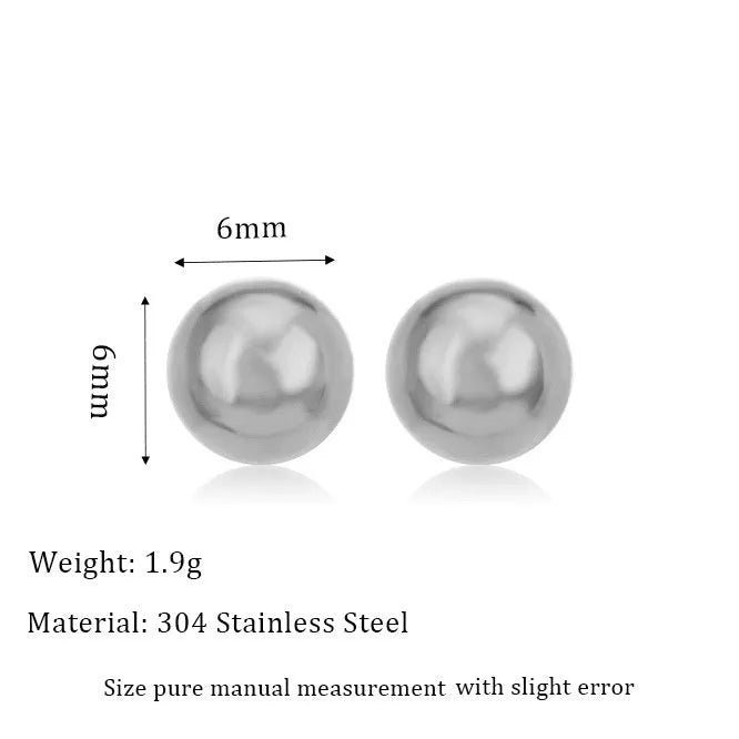 Stainless steel ball stud earrings in gold and silver colours showing 3mm to 6mm size range
