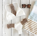 Women knitted bikini two piece swimsuit in solid colour Khaki with chest pad no steel support side view