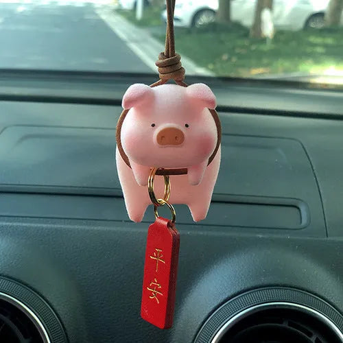 Cute resin cartoon pig car decoration accessory for dashboard.