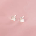 Sterling silver S925 heart shaped ear studs for women pink and white niche style