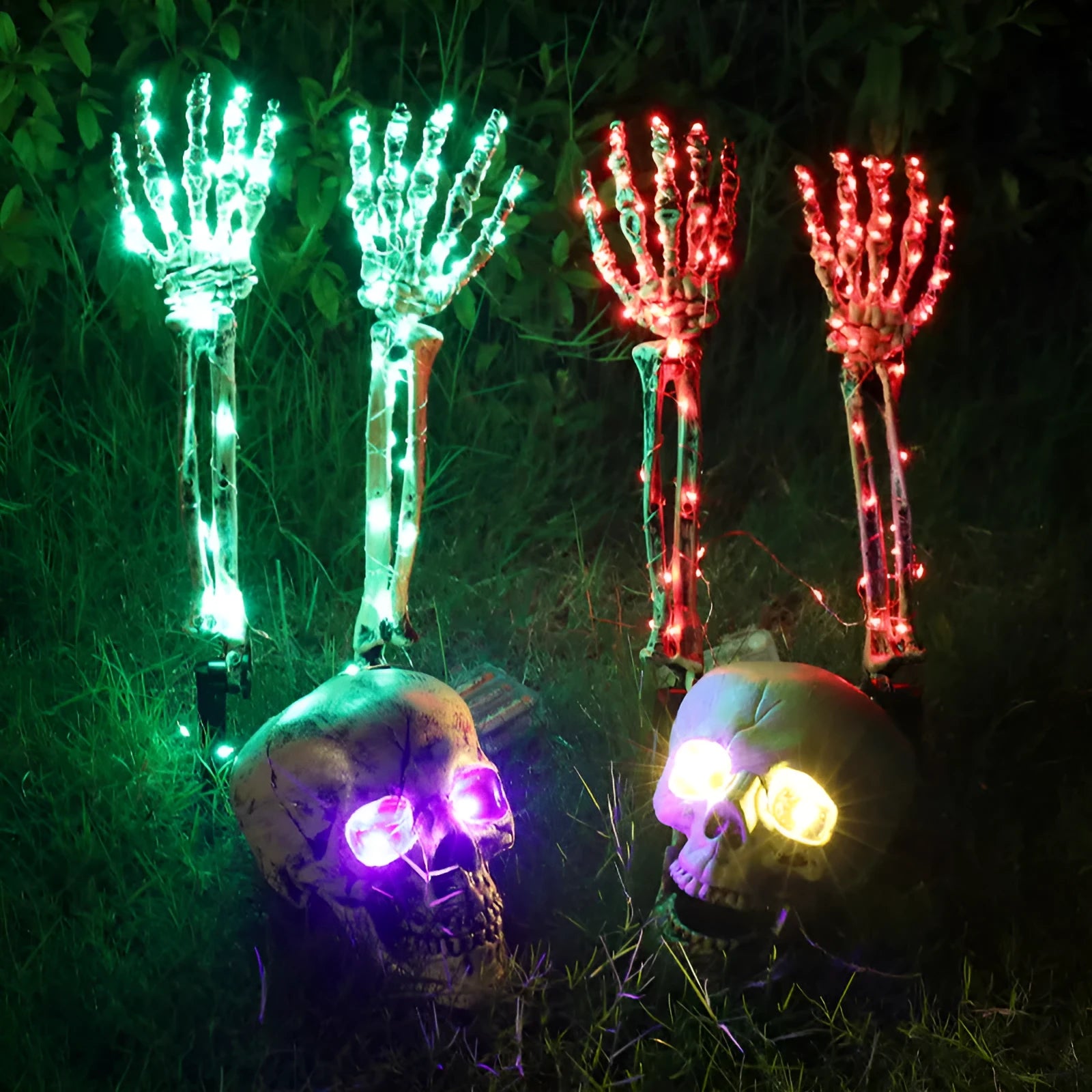 Purple LED skeleton arm hand Halloween stake light for outdoor garden decoration