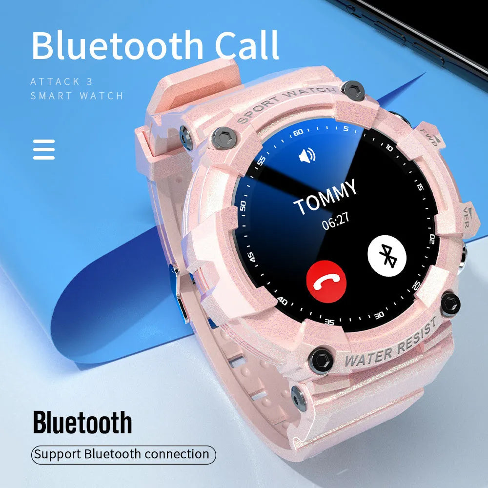 ATTACK 3 IP67 waterproof sports smartwatch in black with round touchscreen on wrist