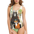 Women's 3D printed pattern one-piece swimsuit in polyester with sleeveless design