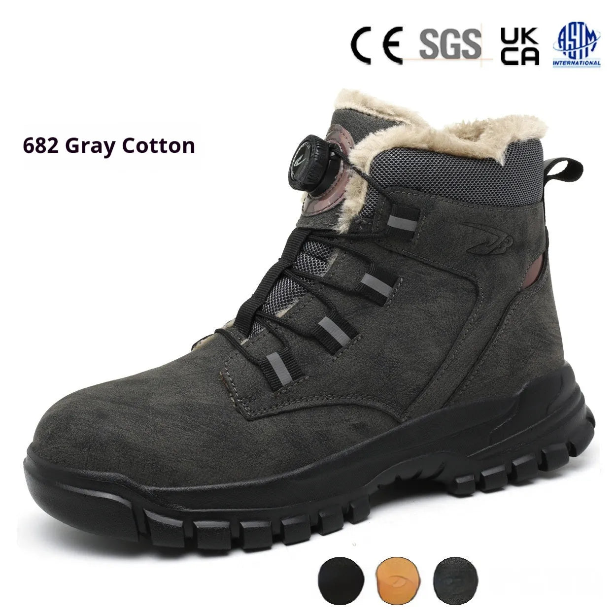 Leather safety work shoes with steel toe cap in black, yellow and grey colour options