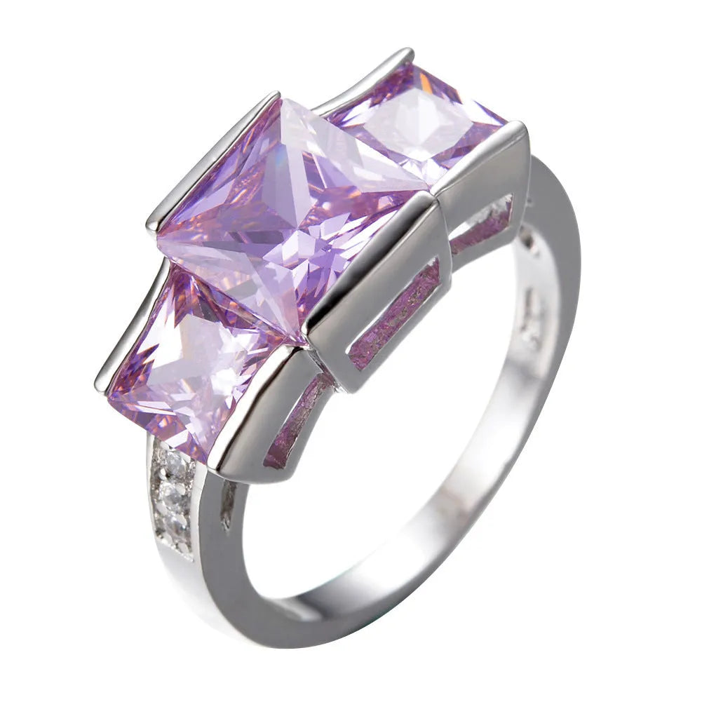 Geometric copper women's ring with an electroplated finish shown in multiple colour options on a white background.