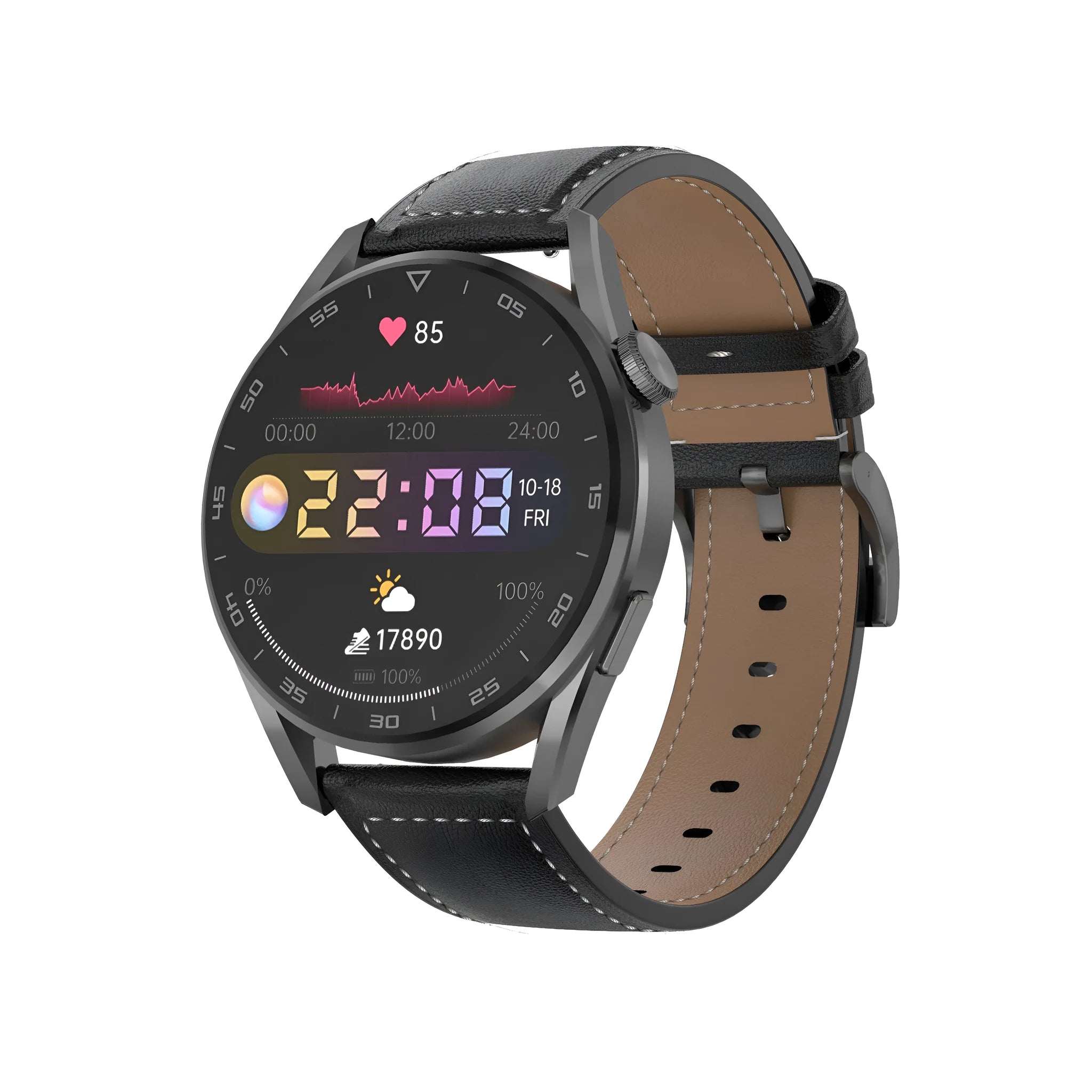 Smart watch with metal wristband and 1.3 inch touchscreen displaying call interface