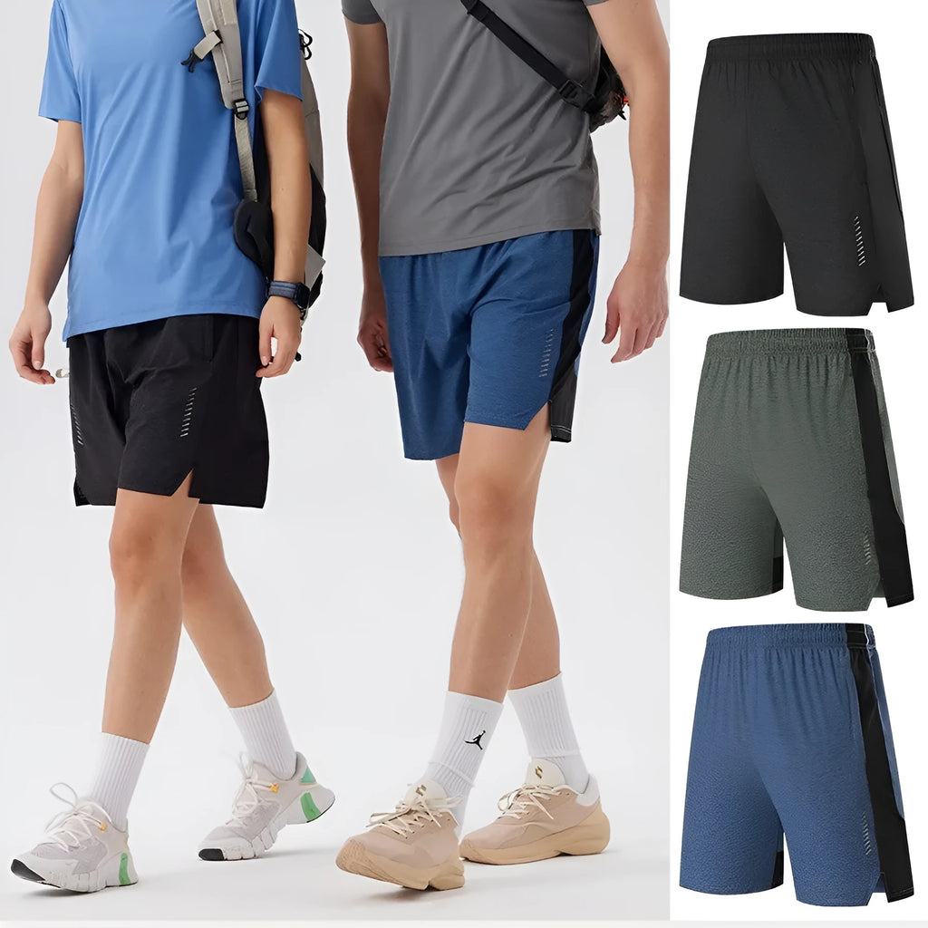 Men's forest green stretch spandex casual shorts with a mid waist design