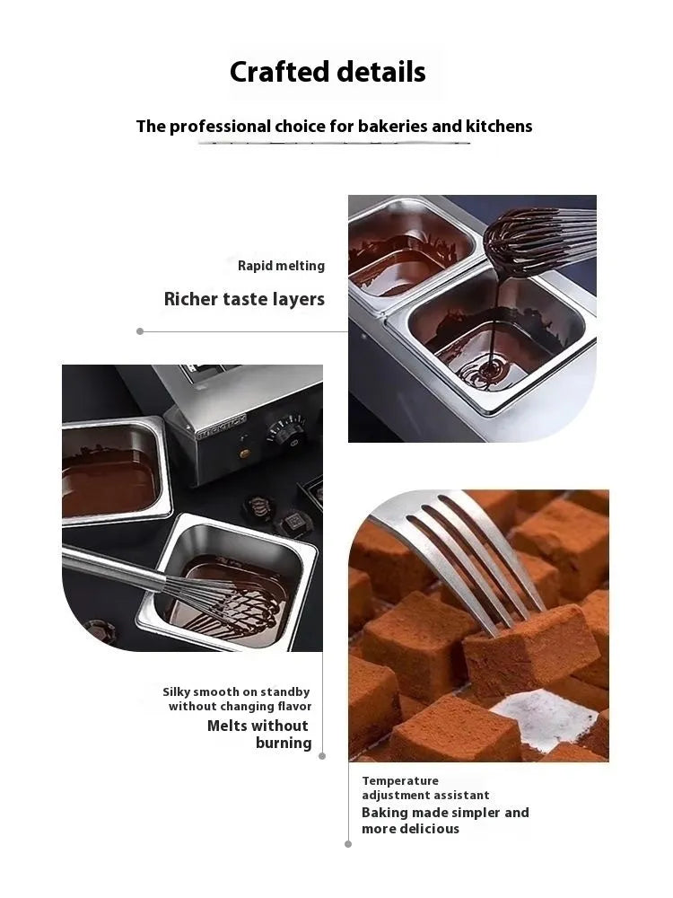 Commercial electric chocolate melting machine with double pot and temperature control display
