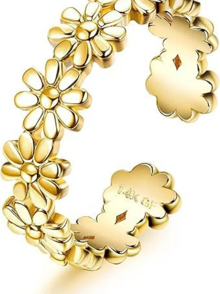 Geometric alloy toe ring with 14K gold plating and rhinestone or water drop accents