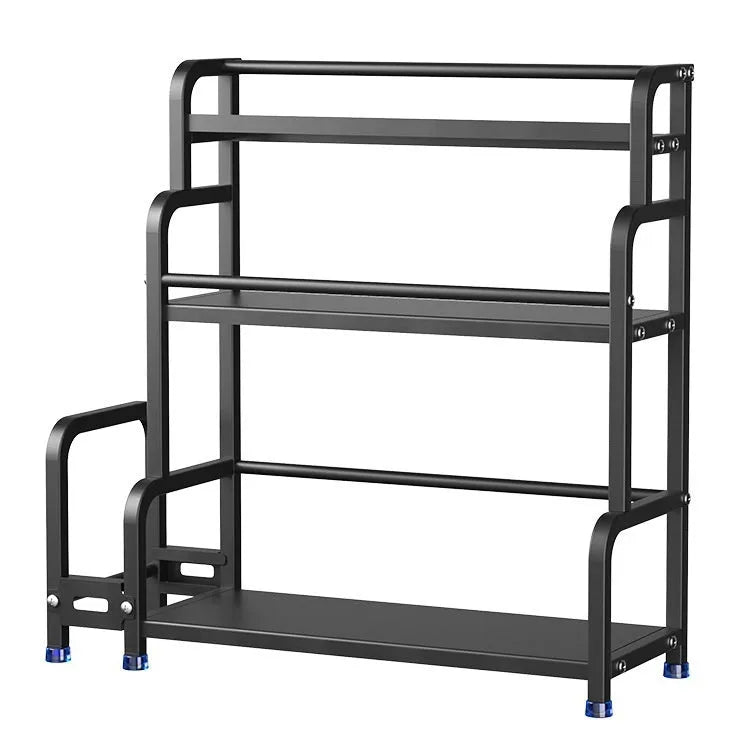 Carbon steel kitchen storage shelf floor rack with knife holder and six hooks