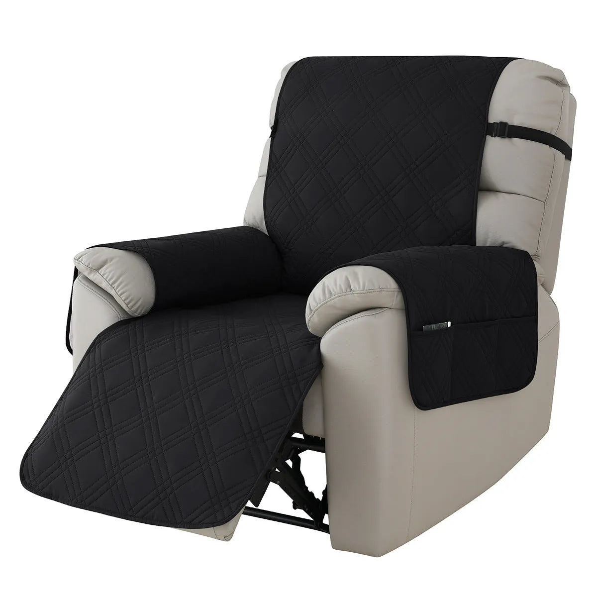 Waterproof quilted sofa cover for a Chivas massage chair in a dark coffee colour.