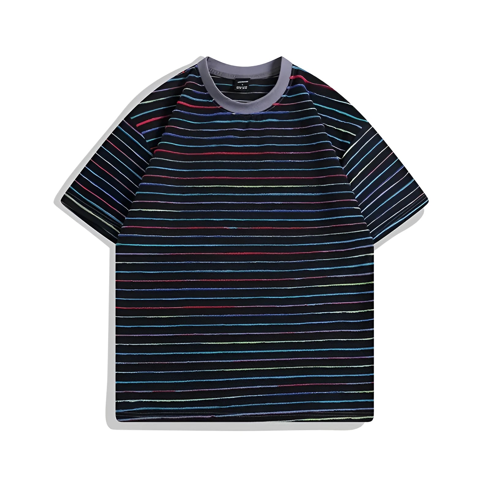 Loose fit round neck cotton t-shirt in apricot colour with half sleeves on a hanger.