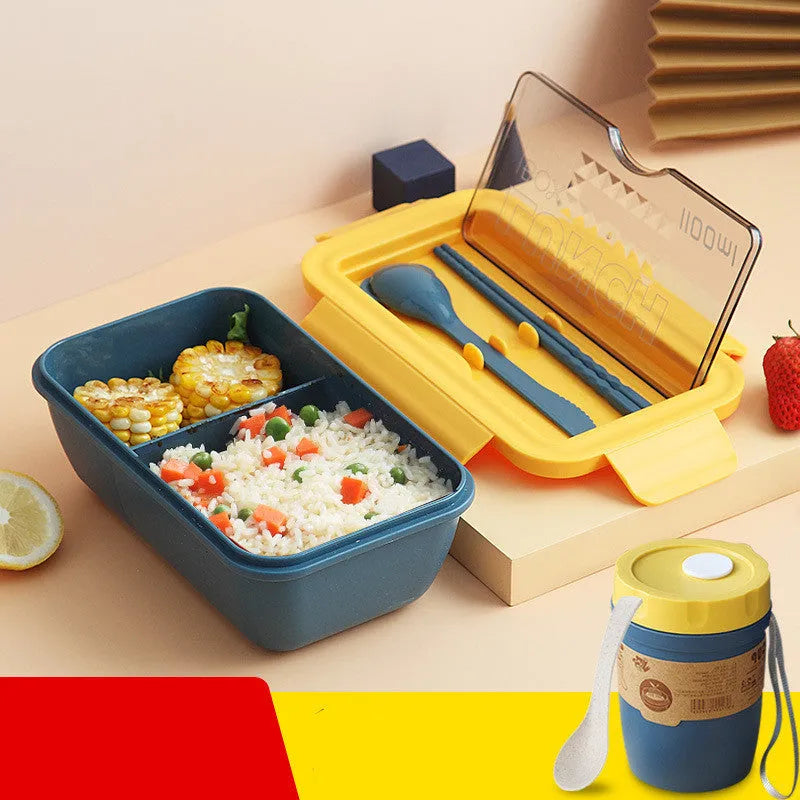 Green four-layer partitioned bento lunch box with Nordic design