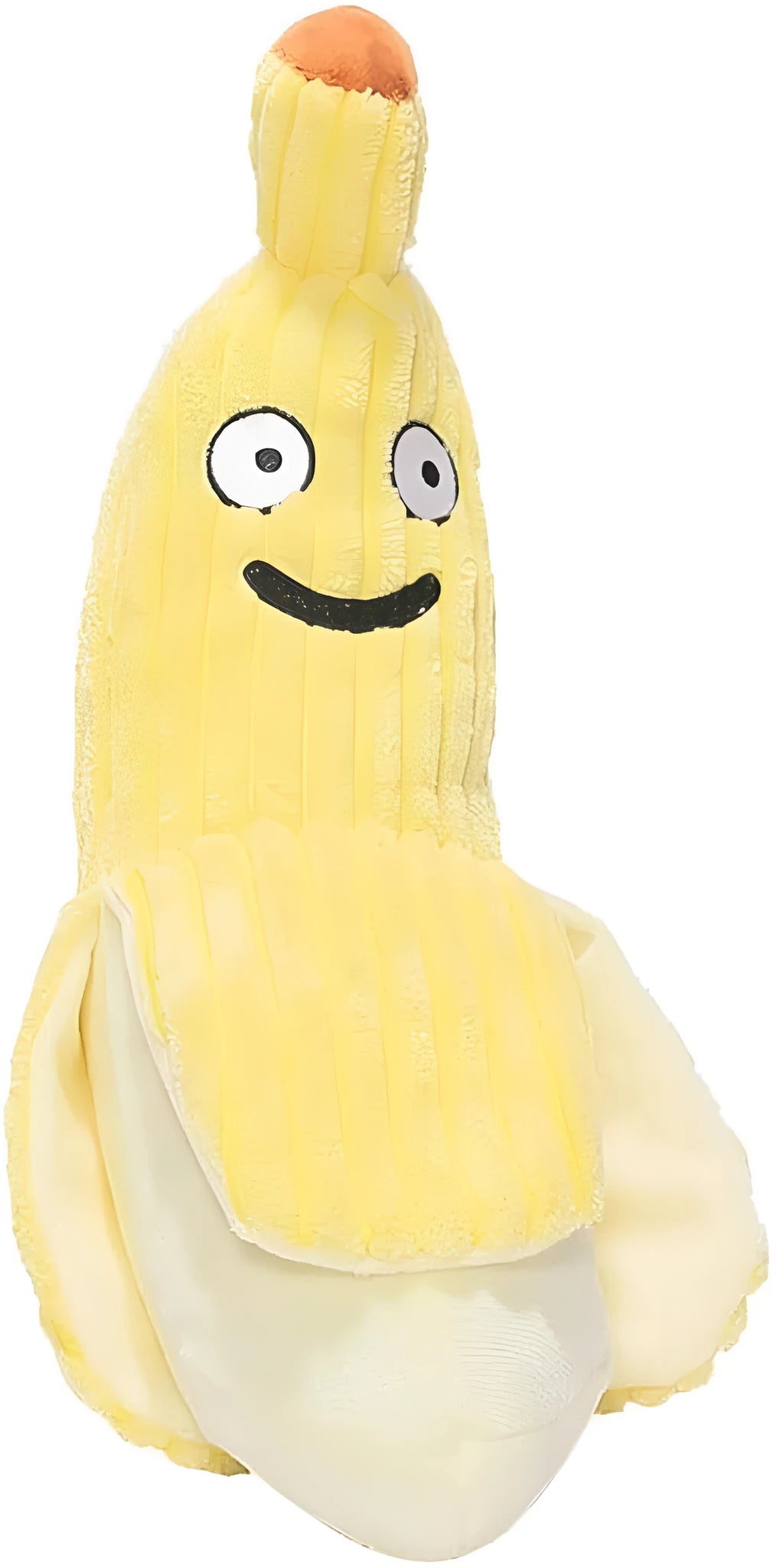 Yellow banana-shaped cat crinkle toy with soft plush material for indoor kitten chew play