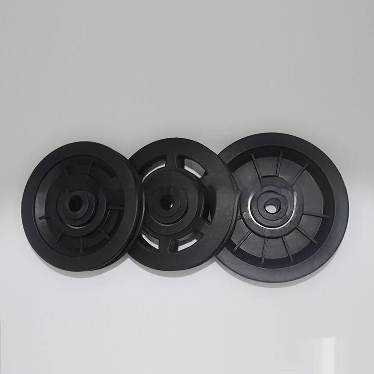 Single black plastic pulley 95mm diameter for fitness cable machine equipment