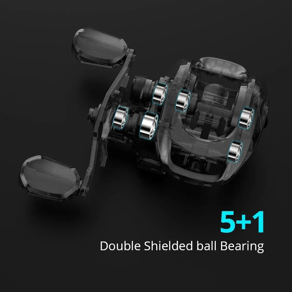 Fishing reel with drip wheel mechanism and rocking wheel line control system