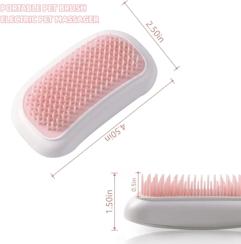 Pink electric pet massage brush with TPE comb teeth for grooming cats and dogs