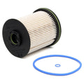 Diesel fuel filter element with gasket for Vauxhall and Opel Astra vehicles showing dimensions