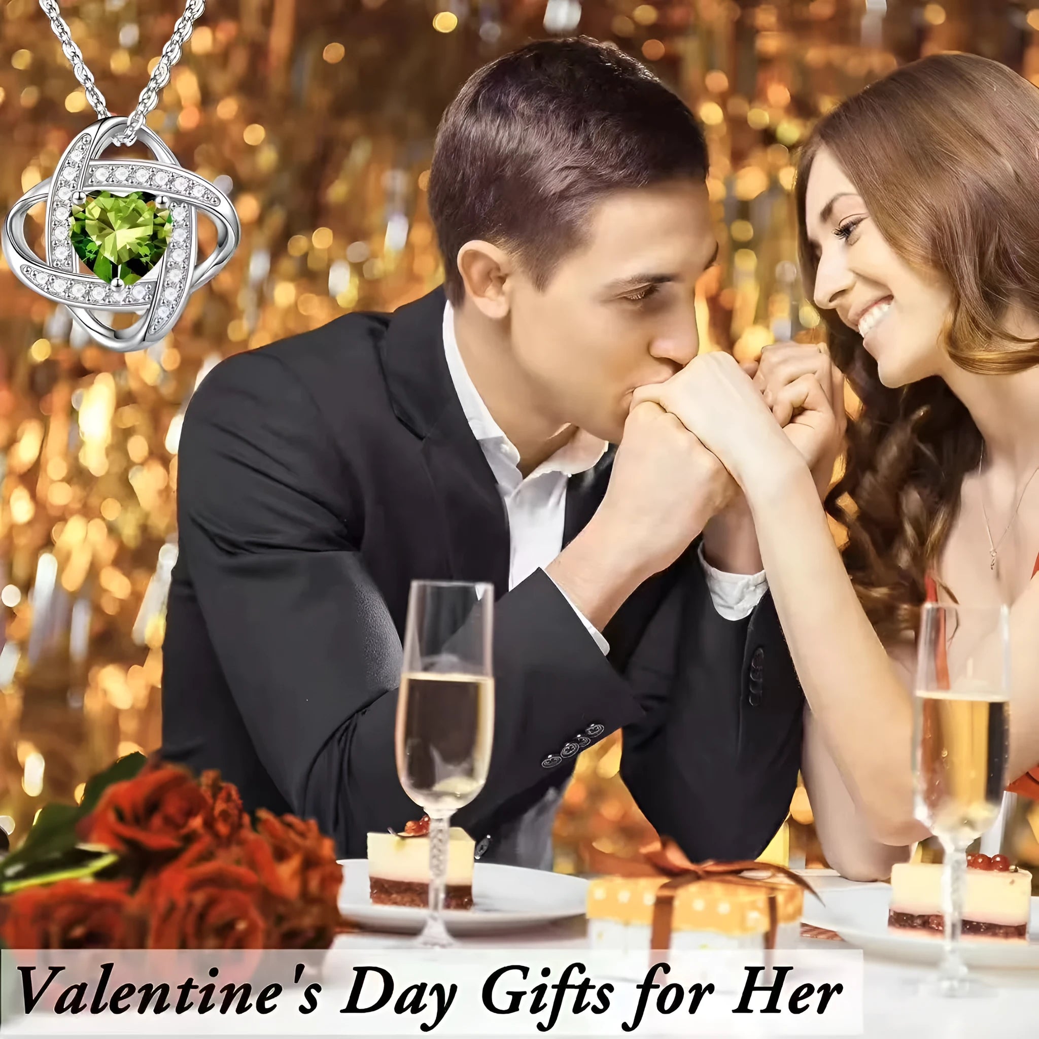 Women's copper love heart necklace with electroplated finish shown in one of five platinum colour options.