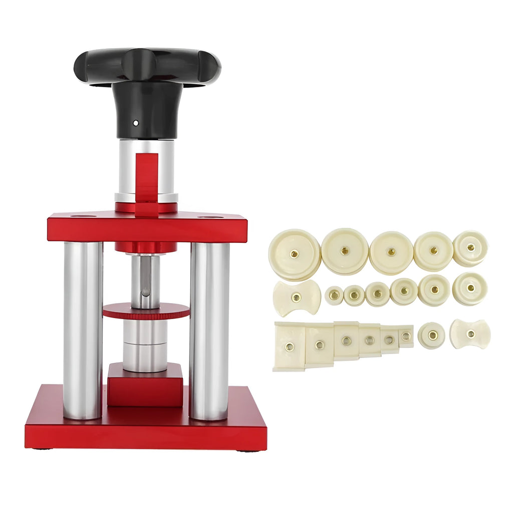Watch spiral cap presser tool with set of 20 plastic moulds for back cover removal
