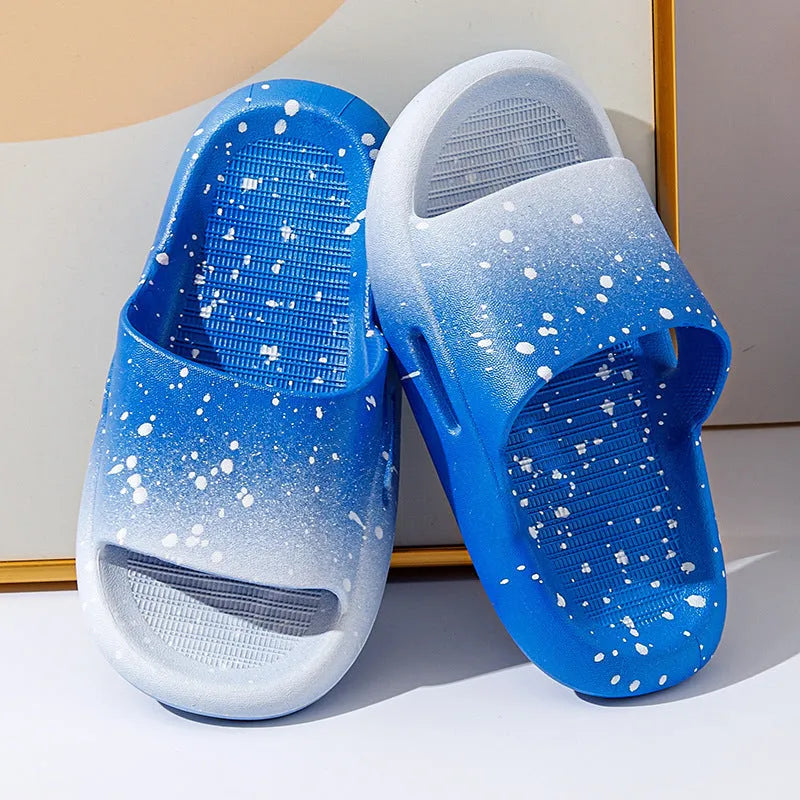 PVC gradient colour slippers for boys and girls with European American style and non-slip sole