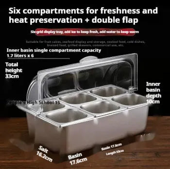 Stainless steel commercial dining plate display box with lid in multiple grid configurations