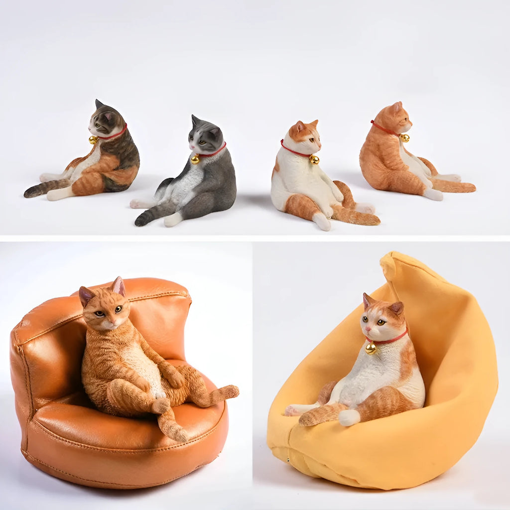 Lazy Cat resin figurine on a small sofa, a 7.5cm car dashboard ornament.