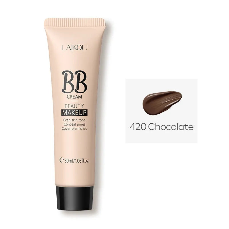 30ml tube of Natural Makeup BB cream in nine shades from Ivory White to Brown.