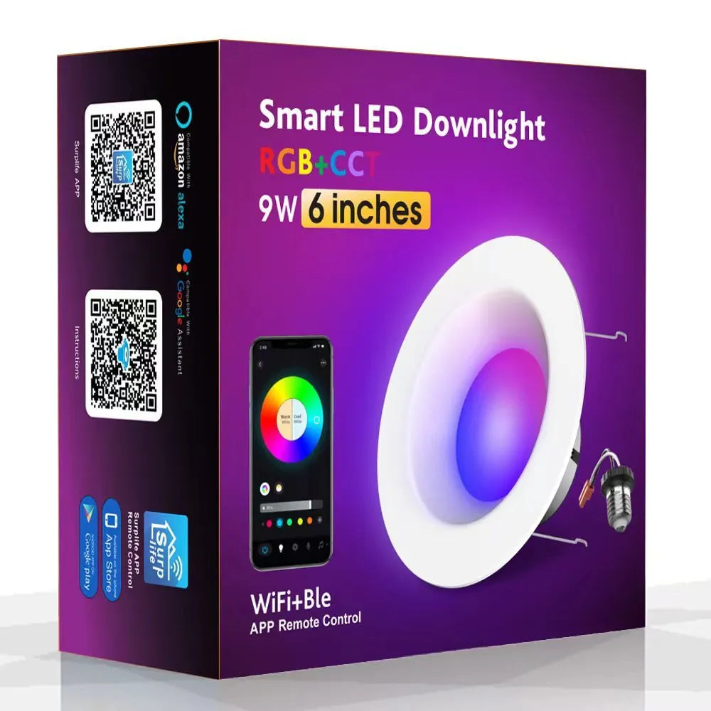Smart RGBW colour changing ceiling lamp with remote control for WiFi and Bluetooth connectivity