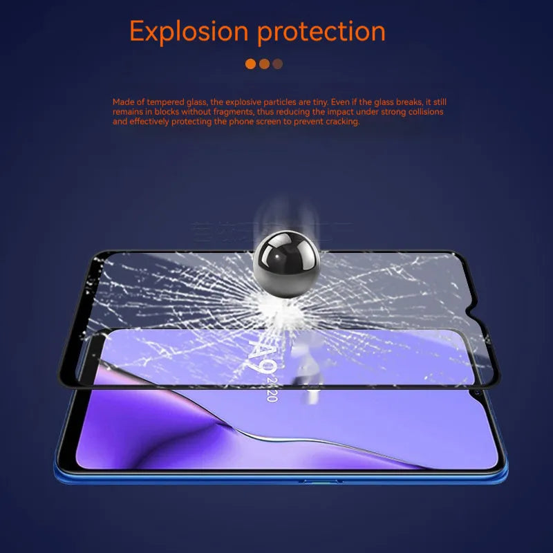 OPPO A9 2020 full screen tempered glass protector with full glue black options